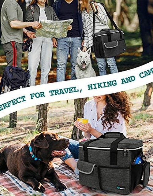 Load image into Gallery viewer, Dog Travel Organizer with Food Container and Bowls, Weekend Camping Accessories - Charcoal, Medium
