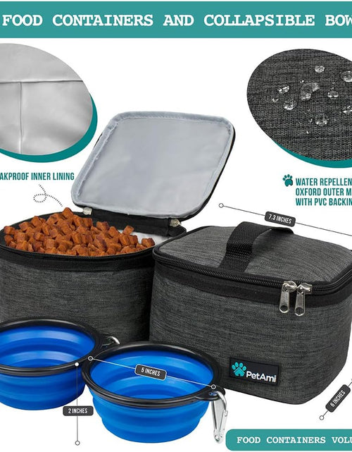 Load image into Gallery viewer, Dog Travel Organizer with Food Container and Bowls, Weekend Camping Accessories - Charcoal, Medium
