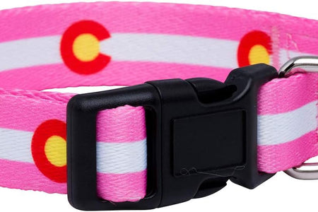 Colorado State Flag Dog Collar (Colorado Pink, Medium)