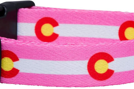 Colorado State Flag Dog Collar (Colorado Pink, Medium)
